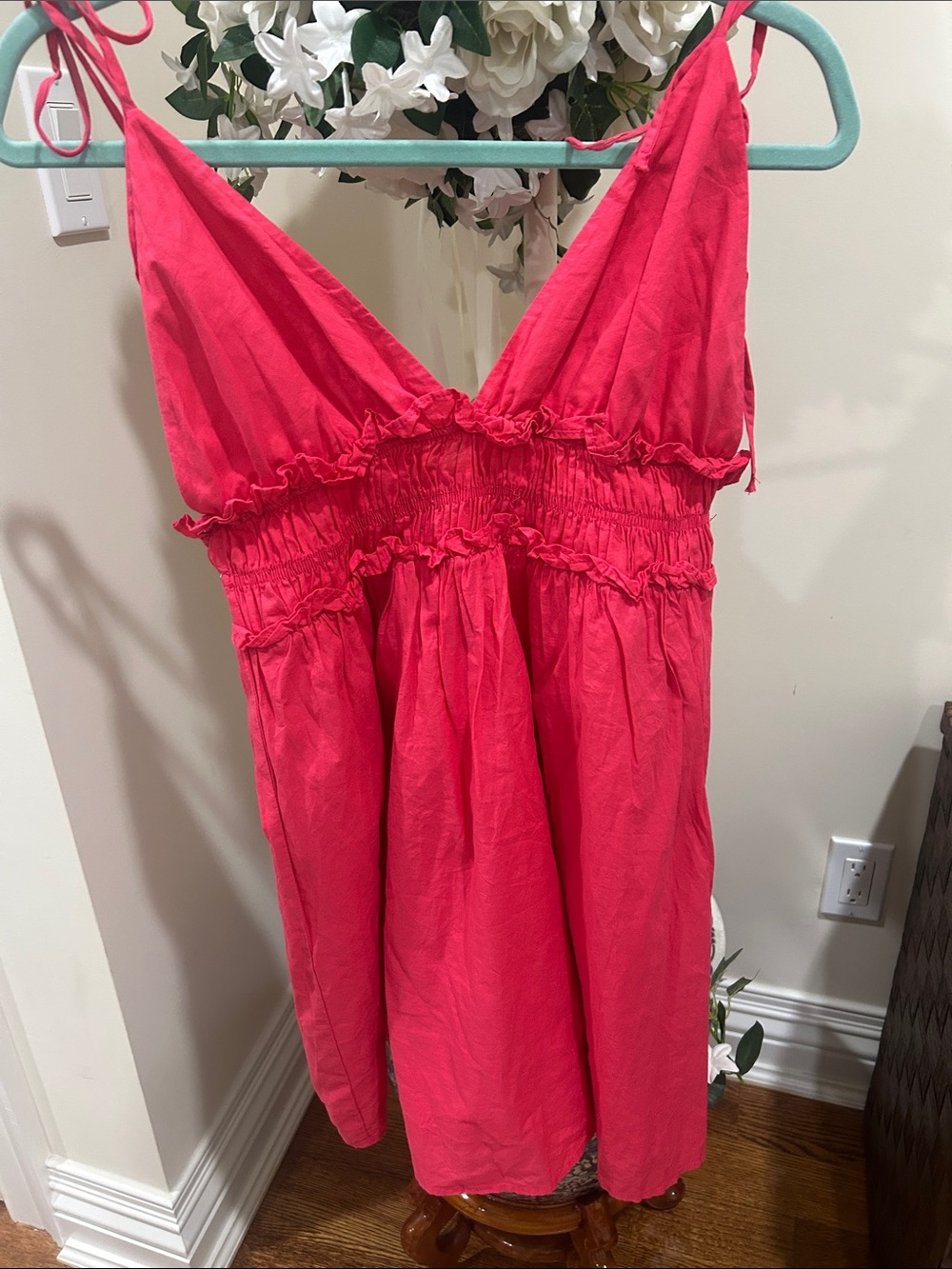 Zara reddish Pink Tie-Shoulder Mini Dress